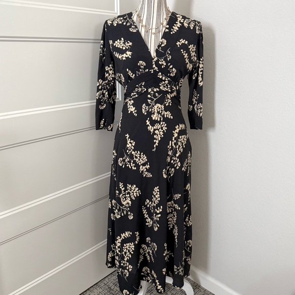 ba&sh SOA Black Floral Midi Dress Sz 1 - Picture 3 of 7